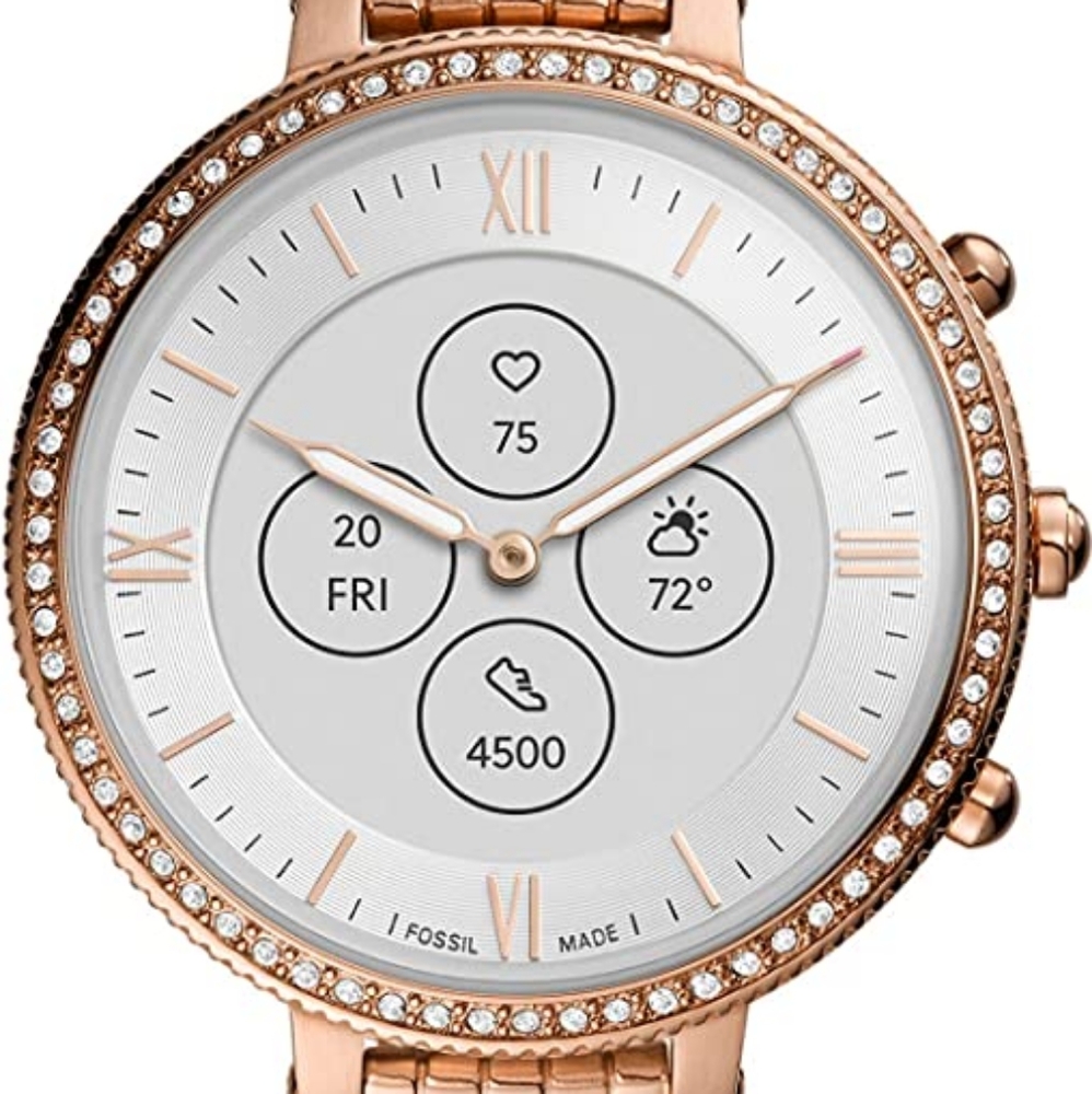 FOSSIL Rose Gold Glitz Women's Monroe Hybrid Smartwatch HR